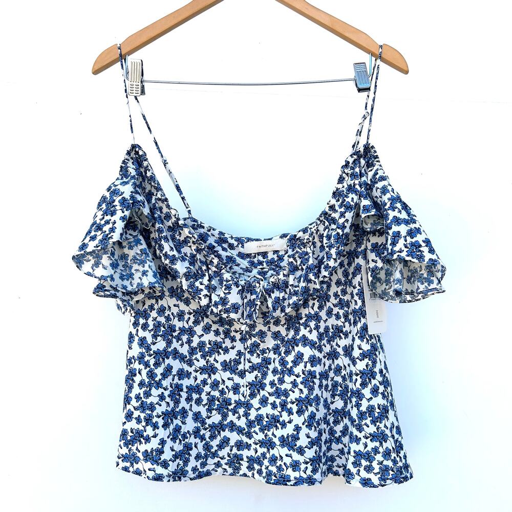 New Faithfull The Brand Menton Top Leilani Blue Floral Cottagecore Blouse 4 - Picture 2 of 8